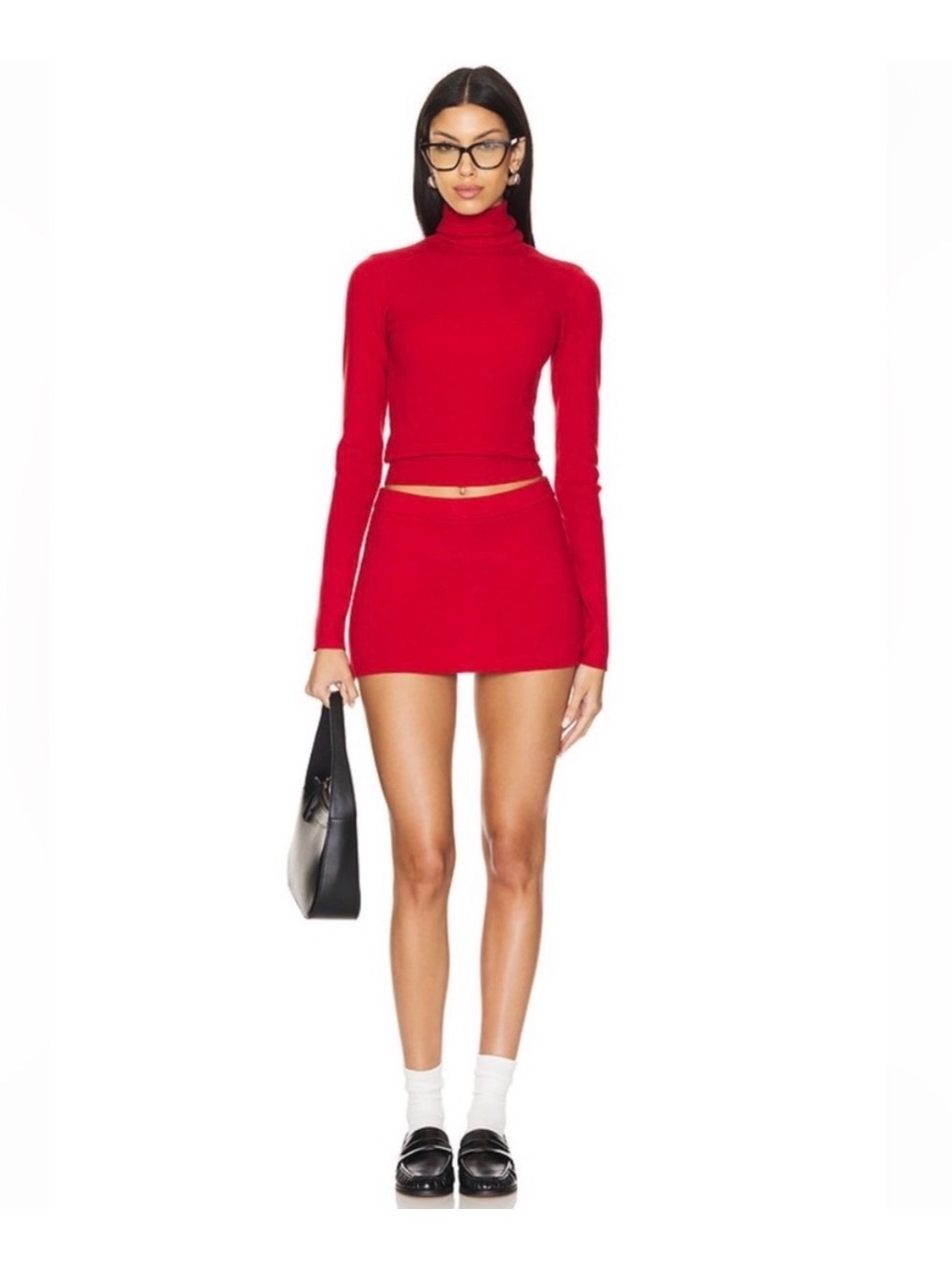 Frankie's Bikinis Red Turtleneck Sweater and Skort set